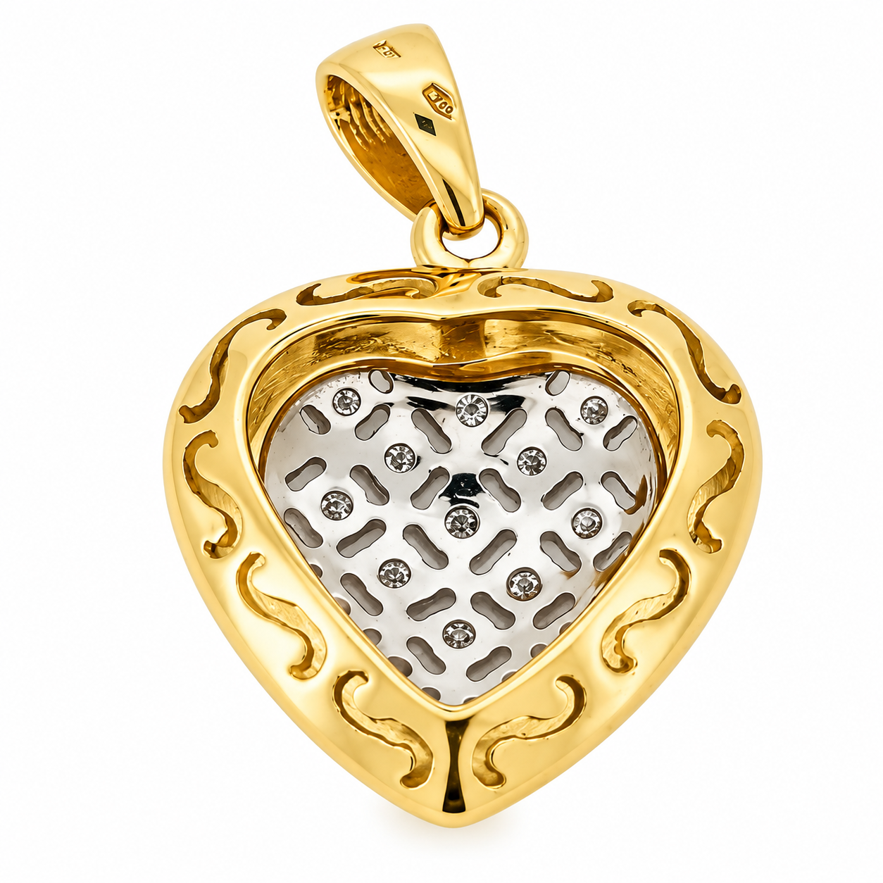 Ciondolo - 18 carati Oro giallo, Oro bianco - 0.15ct. tw. Diamante (Naturale) - Made in Italy - HandMade