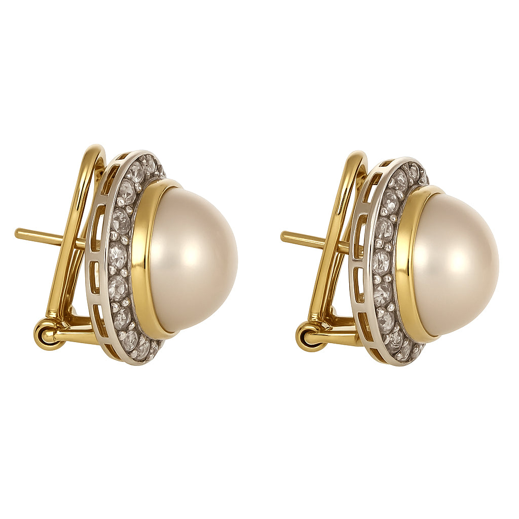 Orecchini - 18 carati Oro bianco, Oro giallo - 0.96ct. tw. Diamante (Naturale) - Perla