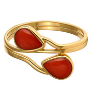 Anello - 18 carati Oro giallo Corallo