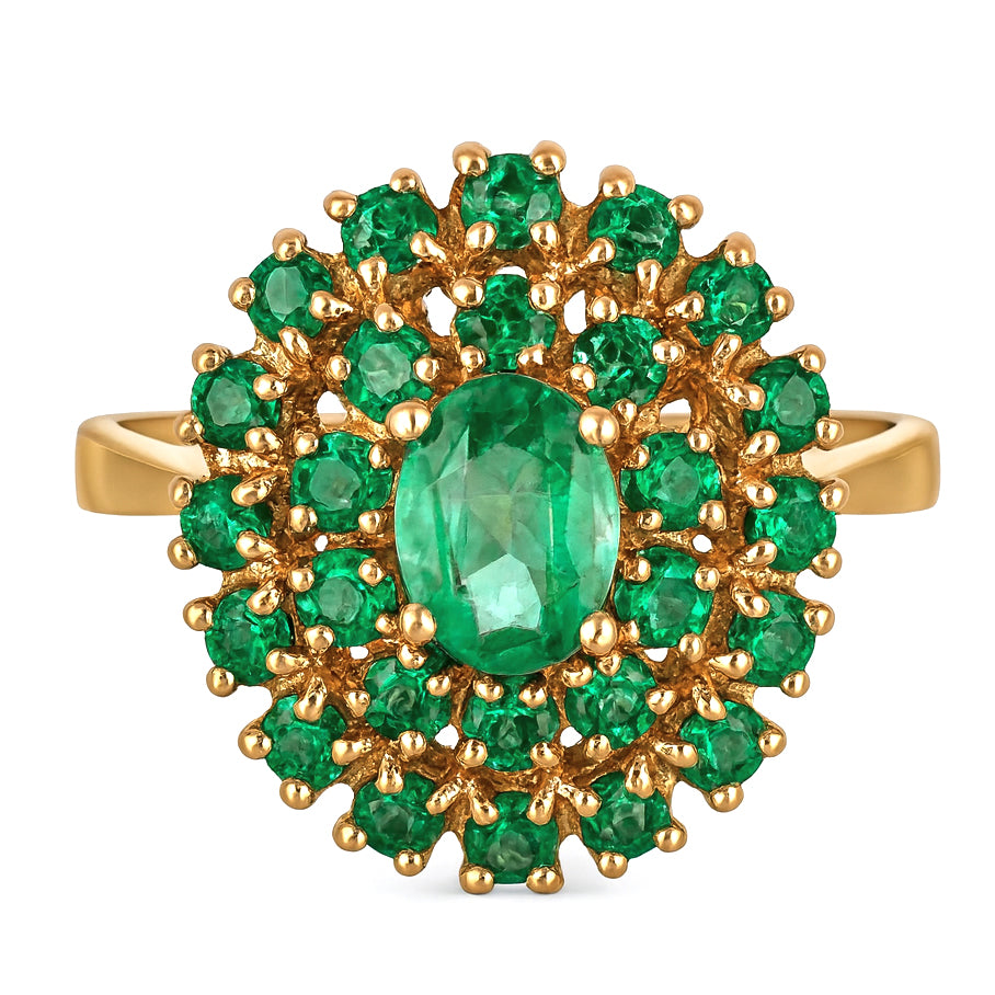 Anello - 18 carati Oro giallo - 1.79ct. tw. Smeraldo