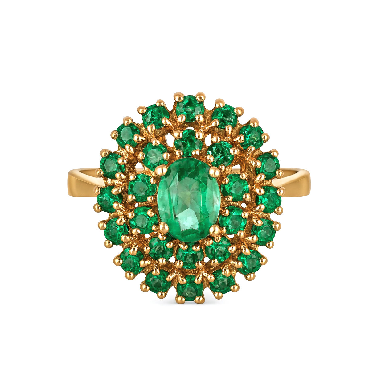 Anello - 18 carati Oro giallo - 1.79ct. tw. Smeraldo