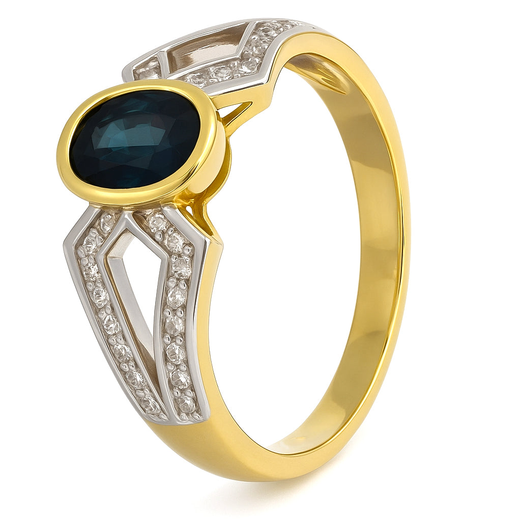 Anello - 18 carati Oro bianco, Oro giallo - 1.55ct. tw. Zaffiro - Diamante