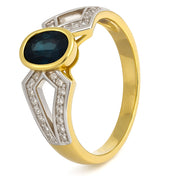 Anello - 18 carati Oro bianco, Oro giallo - 1.55ct. tw. Zaffiro - Diamante