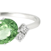 Anello - 18 carati Oro bianco - 1.26ct. tw. Tormalina - Diamante