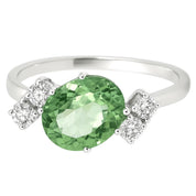 Anello - 18 carati Oro bianco - 1.26ct. tw. Tormalina - Diamante