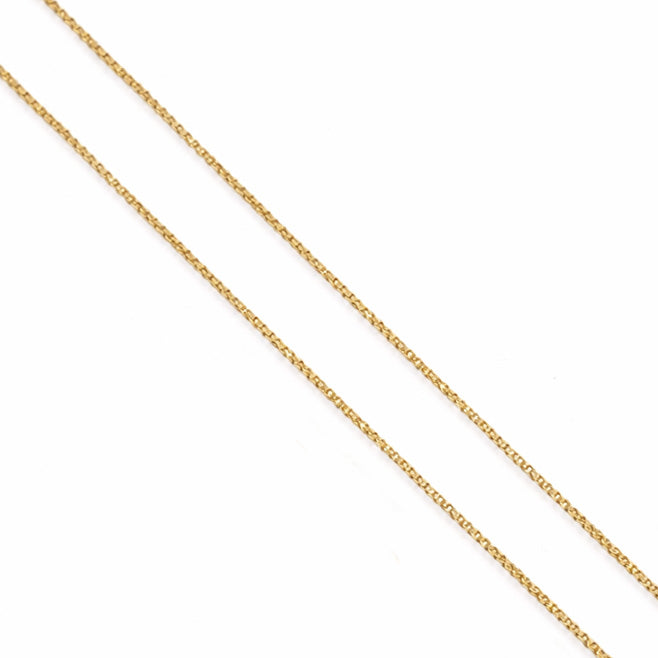 Collana unisex in oro giallo 18 carati con catena sottile e ciondolo a croce dal design traforato