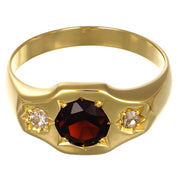 Anello - 18 carati Oro giallo - 0.90ct. tw. Granato - Diamante