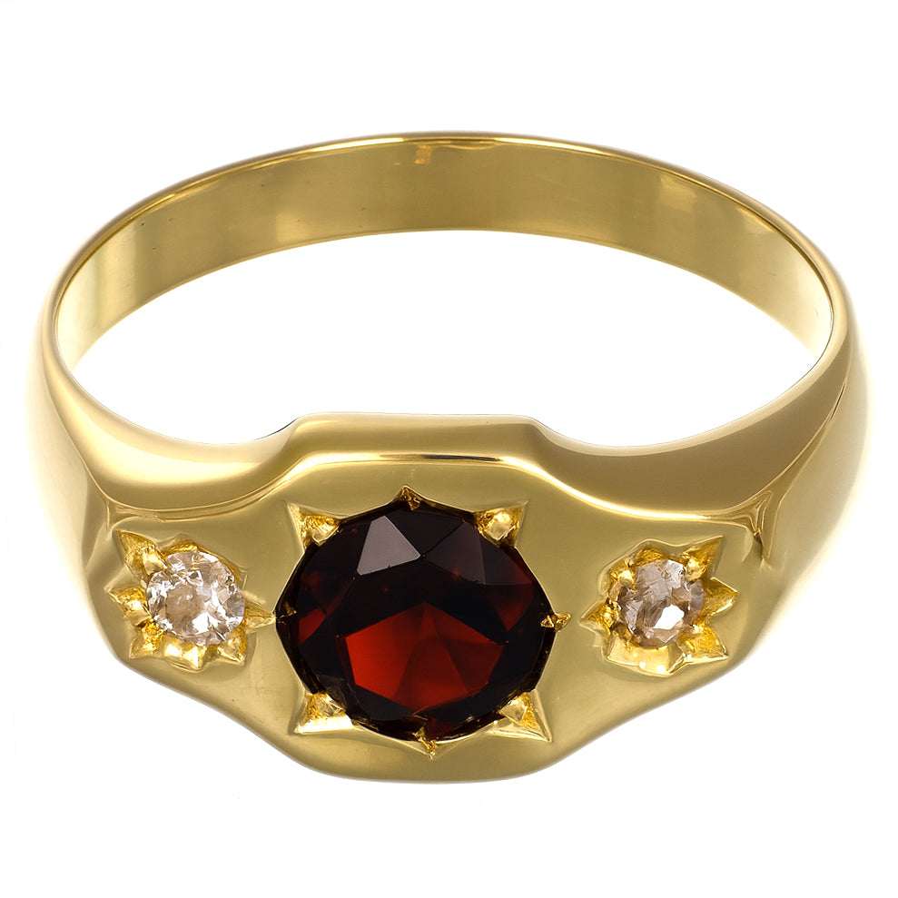 Anello - 18 carati Oro giallo - 0.90ct. tw. Granato - Diamante