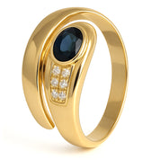 Anello - 18 carati Oro bianco, Oro giallo - 0.56ct. tw. Zaffiro - Diamante