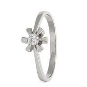 Anello - 18 carati Oro bianco - 0.04ct. tw. Diamante (Naturale)