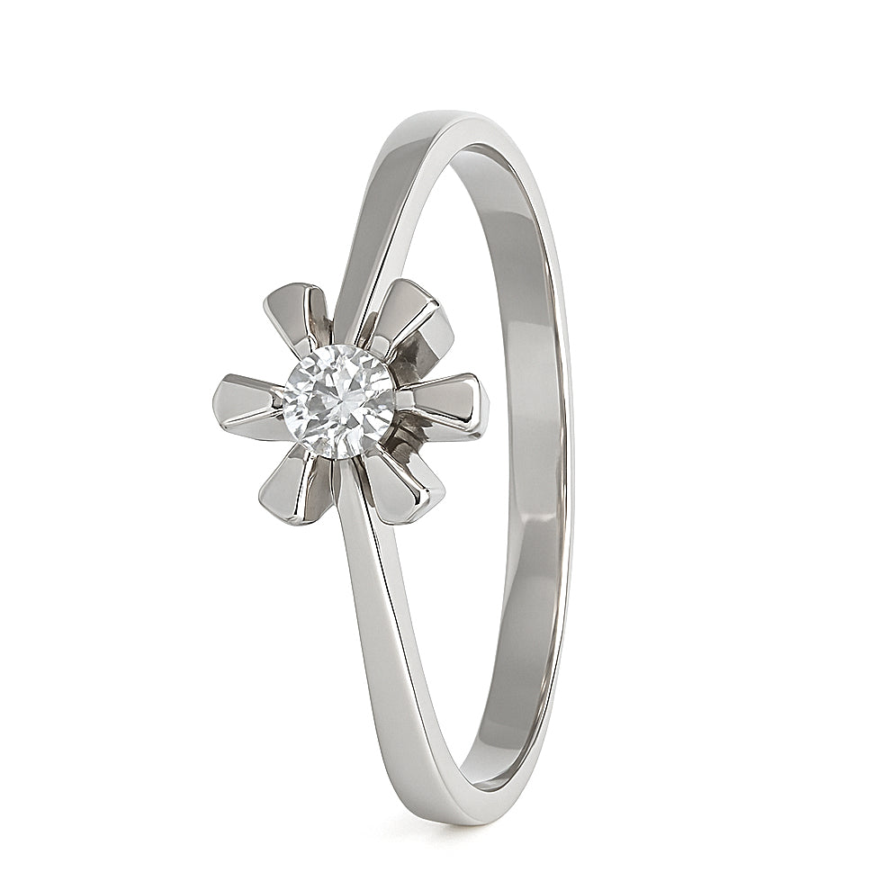 Anello - 18 carati Oro bianco - 0.04ct. tw. Diamante (Naturale)