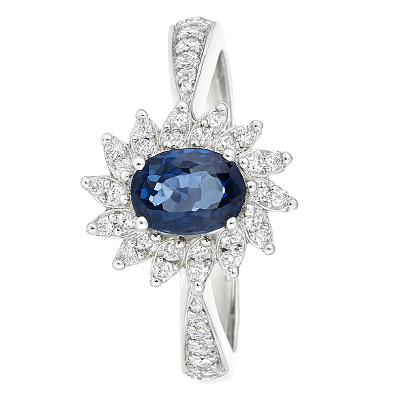 Anello - 18 carati Oro bianco - 1.68ct. tw. Zaffiro - Diamante