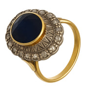 14 carati  Oro giallo, Argento 925 - Anello- Zaffiro -Diamanti