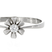 Anello - 18 carati Oro bianco - 0.04ct. tw. Diamante (Naturale)