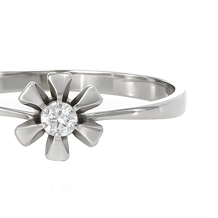 Anello - 18 carati Oro bianco - 0.04ct. tw. Diamante (Naturale)