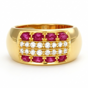 Anello - 18 carati Oro giallo - 1.28ct. tw. Rubino - Diamante