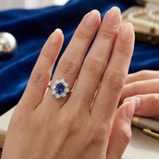 Anello - 18 carati Oro bianco - 1.03ct. tw. Zaffiro - Diamante
