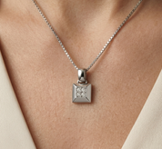 Collana con ciondolo - 18 carati Oro bianco - 0.08ct. tw. Diamante (Naturale)