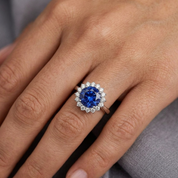 Anello - 18 carati Oro bianco - 1.33ct. tw. Tanzanite - Diamante
