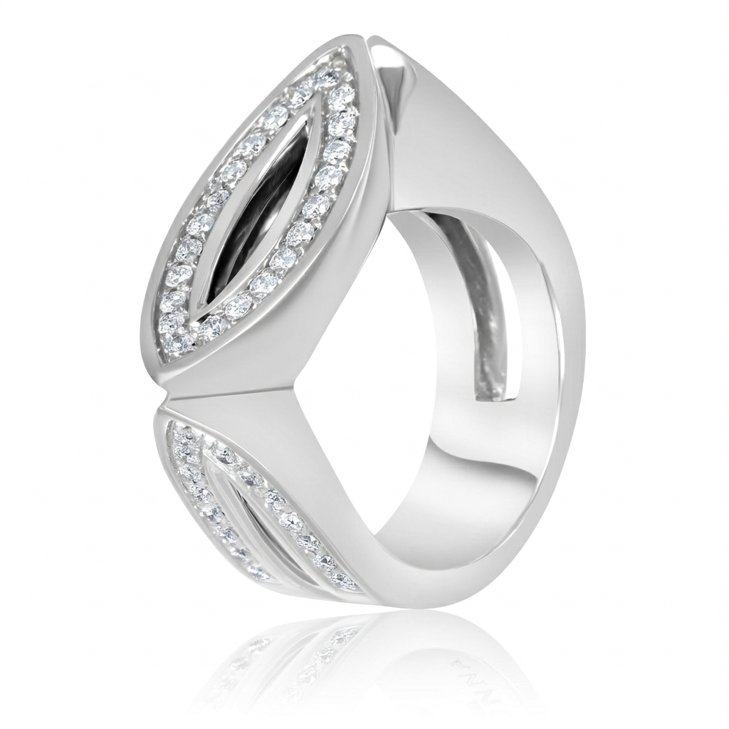 Anello - 18 carati Oro bianco - 1.04ct. tw. Diamante (Naturale)