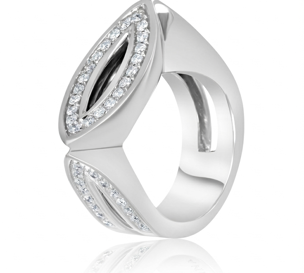 Anello - 18 carati Oro bianco - 1.04ct. tw. Diamante (Naturale)