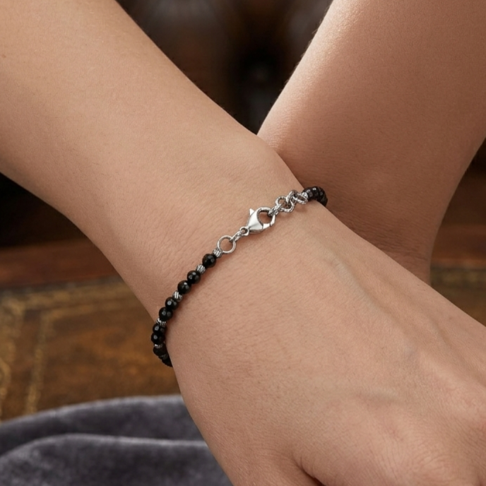 18 carati  - Oro Bianco e Onice- Bracciale