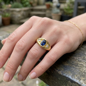 Anello - 18 carati Oro giallo - 0.58ct. tw. Zaffiro - Diamante