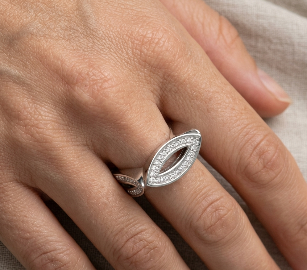 Anello - 18 carati Oro bianco - 1.04ct. tw. Diamante (Naturale)