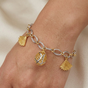 Bracciale con Ciondoli in Oro bianco, Oro giallo 18 carati