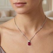 Collana - 18 carati Oro bianco - 2.10ct. tw. Rubino - Diamante