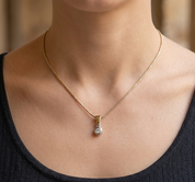 Collana con ciondolo - 18 carati Oro giallo, Oro bianco - 0.05ct. tw. Diamante (Naturale)