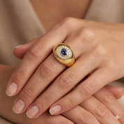 Anello - 18 carati Oro giallo - 0.68ct. tw. Zaffiro - Diamante
