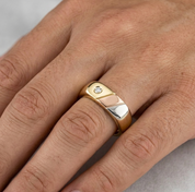 Anello - 18 carati Oro bianco, Oro giallo, Oro rosa - 0.015ct. tw. Diamante (Naturale)