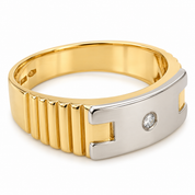 Anello - 18 carati Oro giallo, Oro bianco - 0.04ct. tw. Diamante (Naturale) - Made in Italy - Handmade
