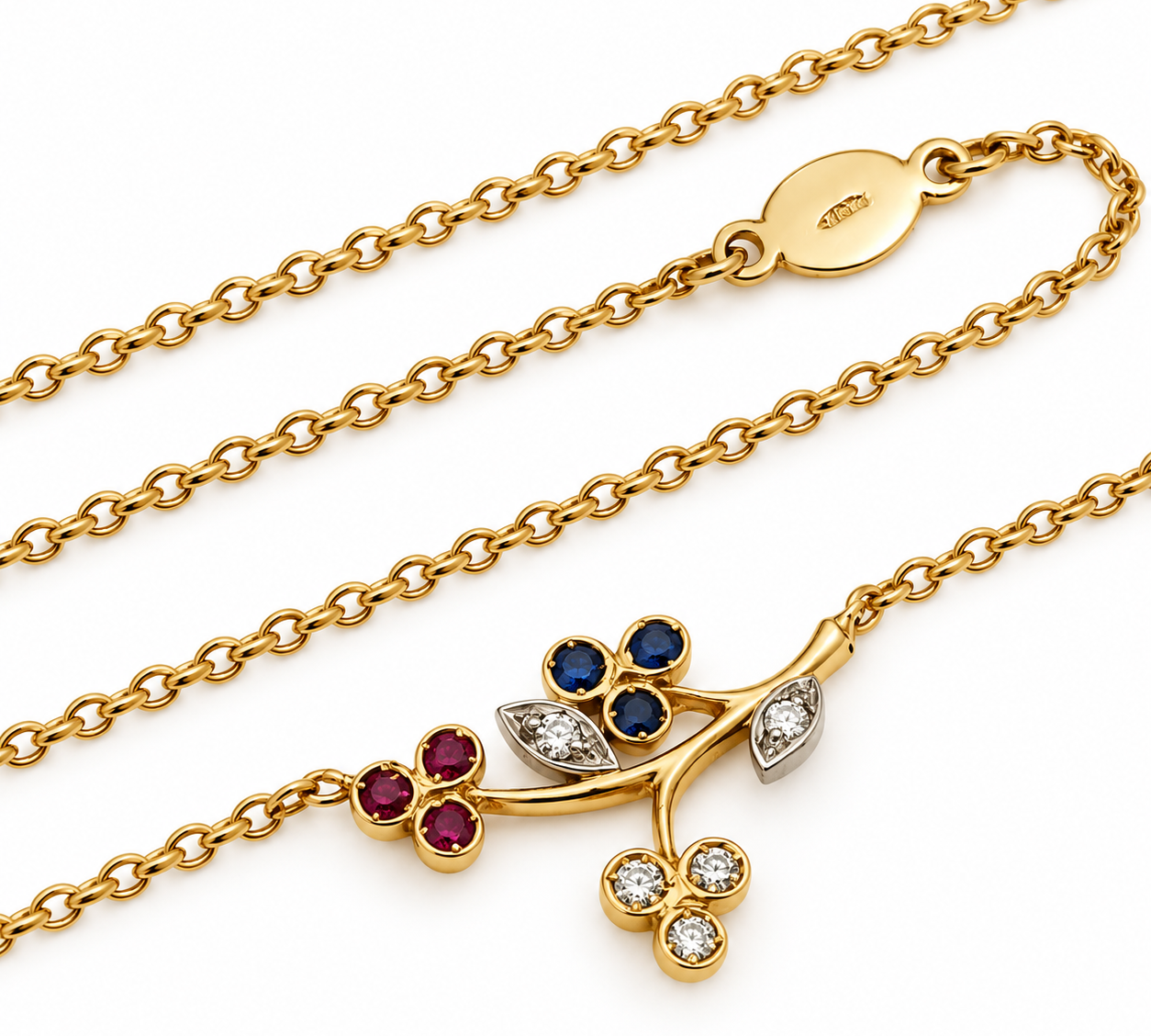 Collana con ciondolo - 18 carati Oro giallo - 0.57ct. tw. Diamante (Naturale) - Rubino