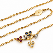 Collana con ciondolo - 18 carati Oro giallo - 0.57ct. tw. Diamante (Naturale) - Rubino
