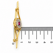 Spilla - 18 carati Oro giallo, Argento - 0.45ct. tw. Rubino - Diamante - Made in Italy - Handmade