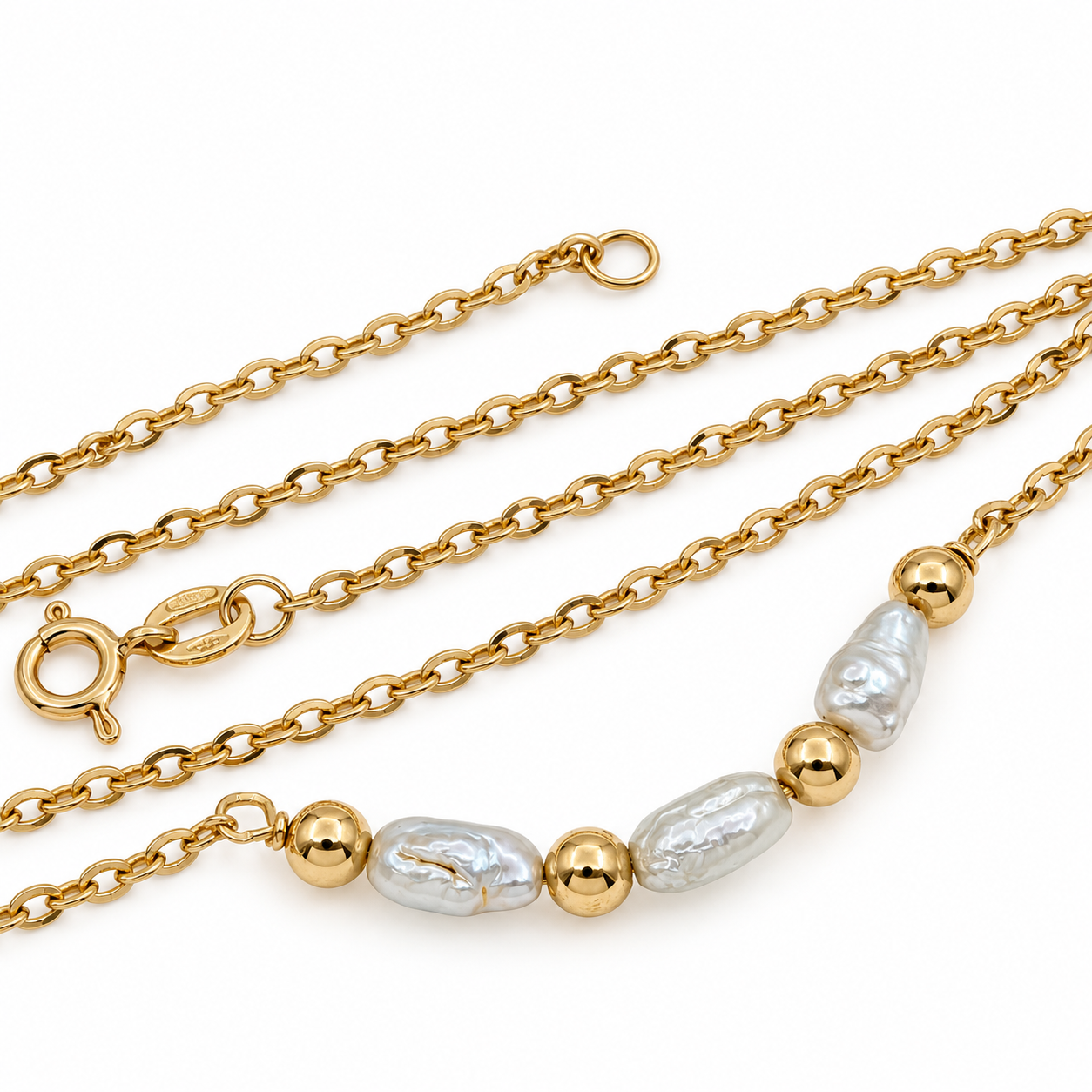 Collana - 18 carati Oro giallo Perla - Made in Italy - HandMade
