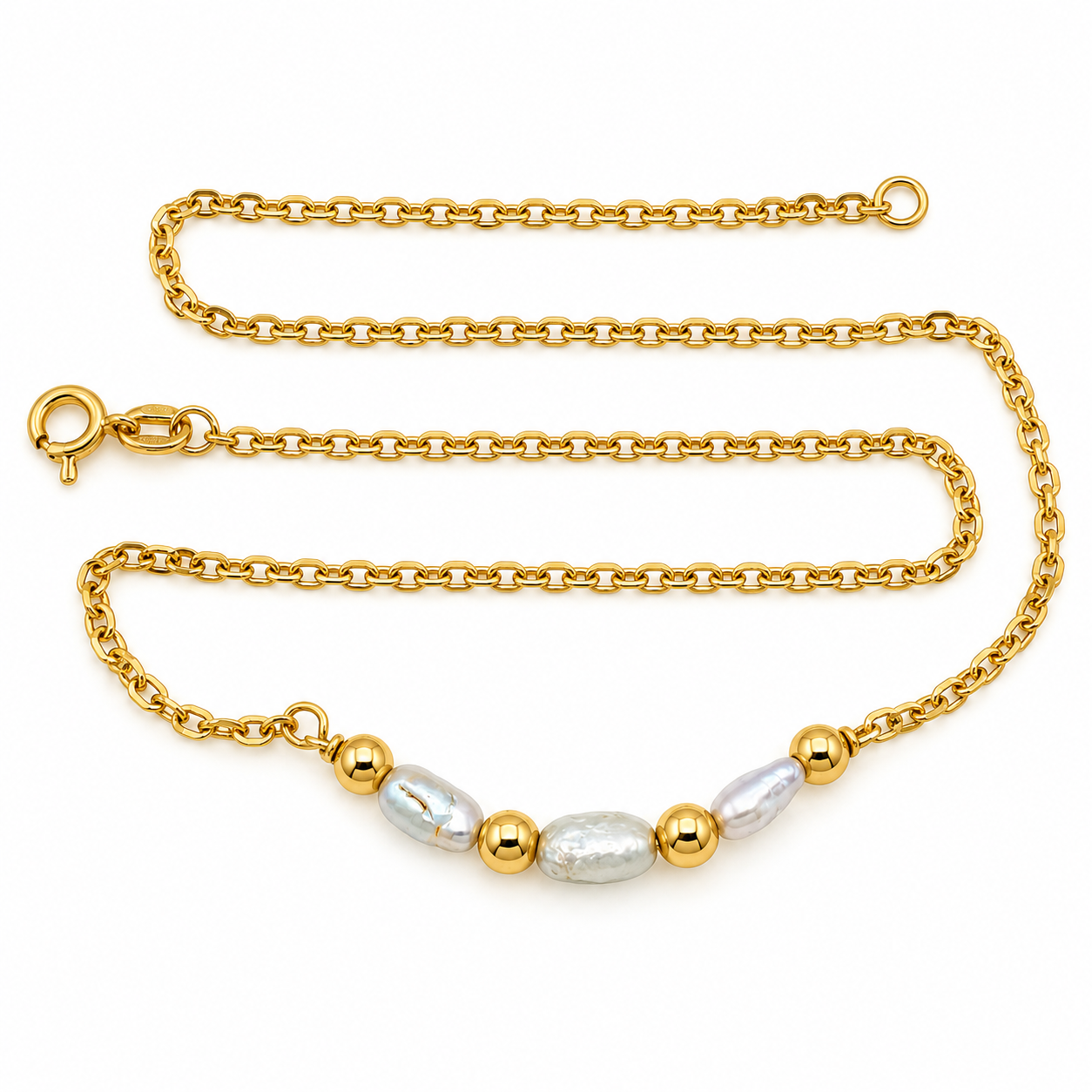 Collana - 18 carati Oro giallo Perla - Made in Italy - HandMade