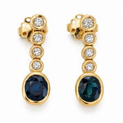 Orecchini - 18 carati Oro giallo - 1.30ct. tw. Zaffiro - Diamante - Made in Italy - Handmade