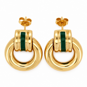 Orecchini - 18 carati Oro giallo, Smalto Verde - Made in Italy - Handmade