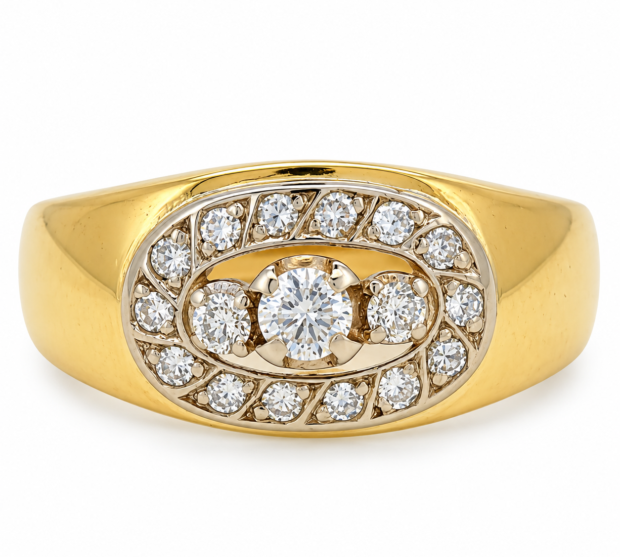 Anello - 18 carati Oro giallo, Oro bianco - 0.42ct. tw. Diamante (Naturale) - Made in Italy - Handmade