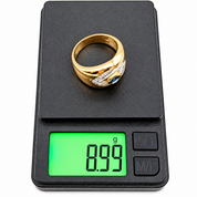 Anello - 18 carati Oro giallo, Oro bianco - 0.30ct. tw. Zaffiro - Diamante - Made in Italy - Handmade