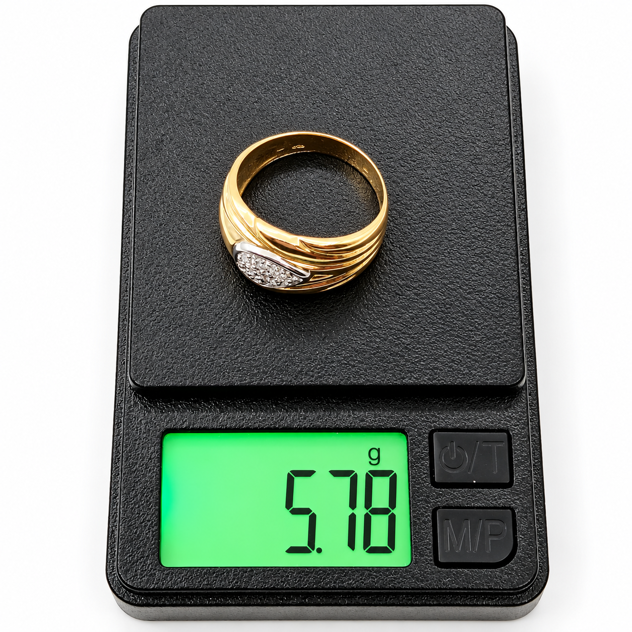 Anello - 18 carati Oro giallo, Oro bianco - 0.10ct. tw. Diamante (Naturale) - Made in Italy - Handmade