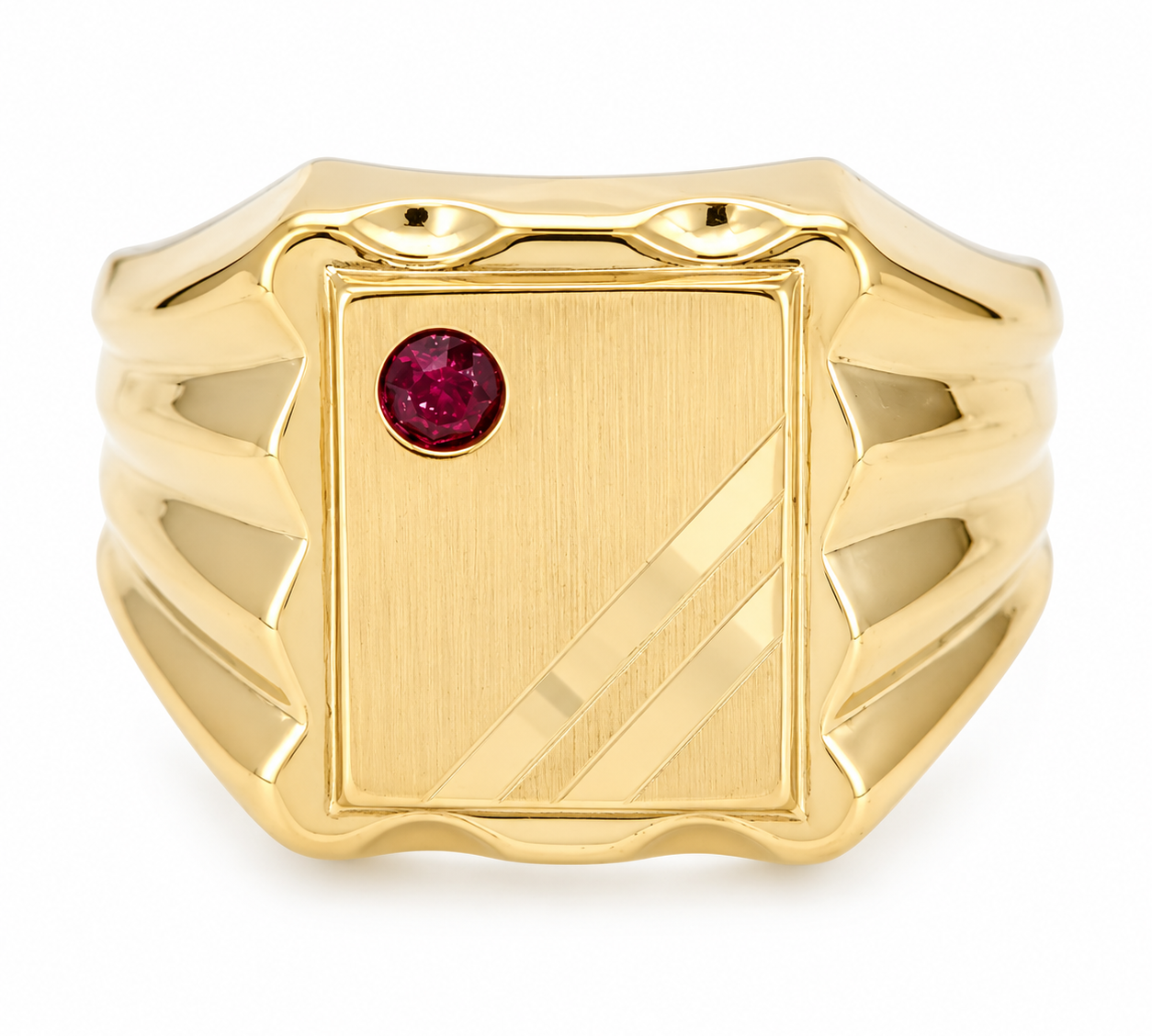 Anello - 18 carati Oro giallo - 0.05ct. tw. Rubino - Made in Italy - Handmade