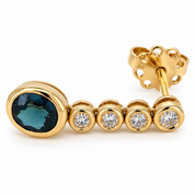 Orecchini - 18 carati Oro giallo - 1.30ct. tw. Zaffiro - Diamante - Made in Italy - Handmade