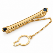 Fermacravatta - 18 carati Oro giallo Zaffiro - Made in Italy - Handmade