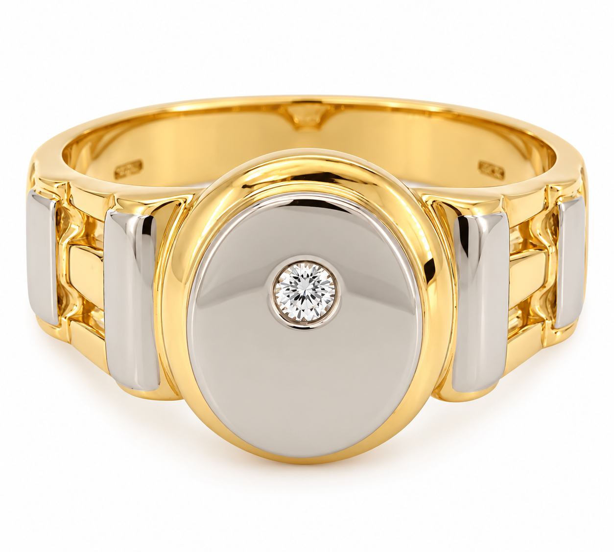 Anello - 18 carati Oro giallo, Oro bianco - 0.04ct. tw. Diamante (Naturale) - Made in Italy - Handmade
