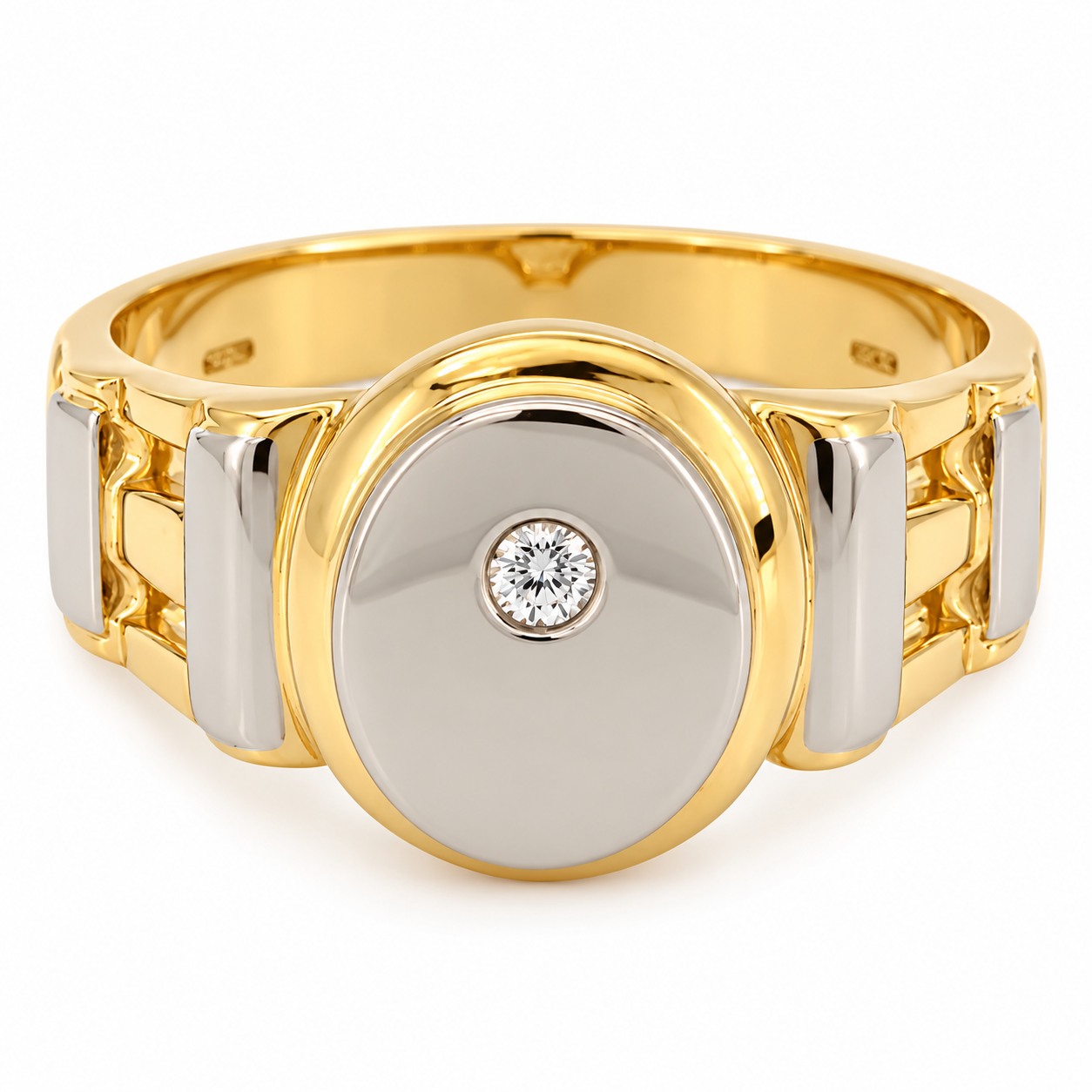 Anello - 18 carati Oro giallo, Oro bianco - 0.04ct. tw. Diamante (Naturale) - Made in Italy - Handmade