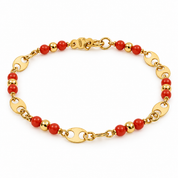 Bracciale - 18 carati Oro giallo Corallo - Made in Italy - HandMade
